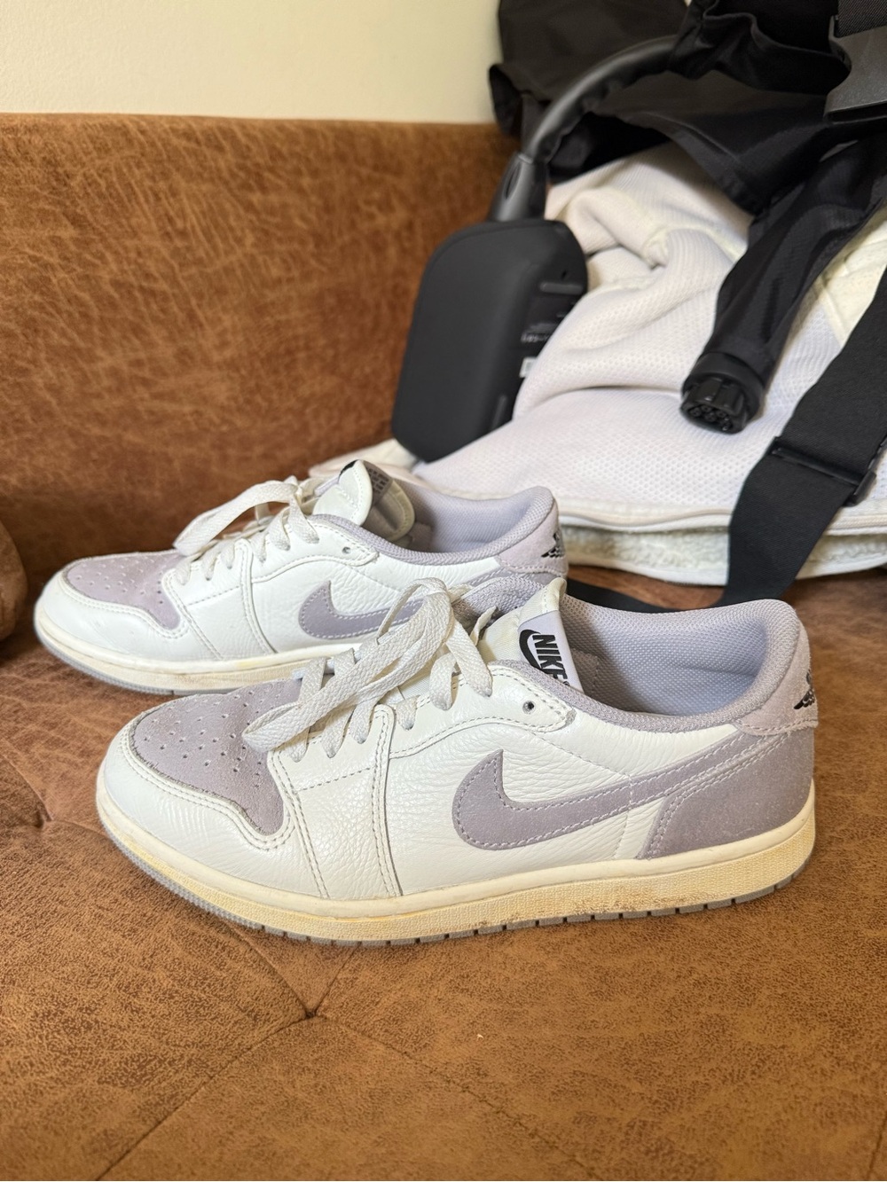 Nike Cream and Grey Low Top Dunks